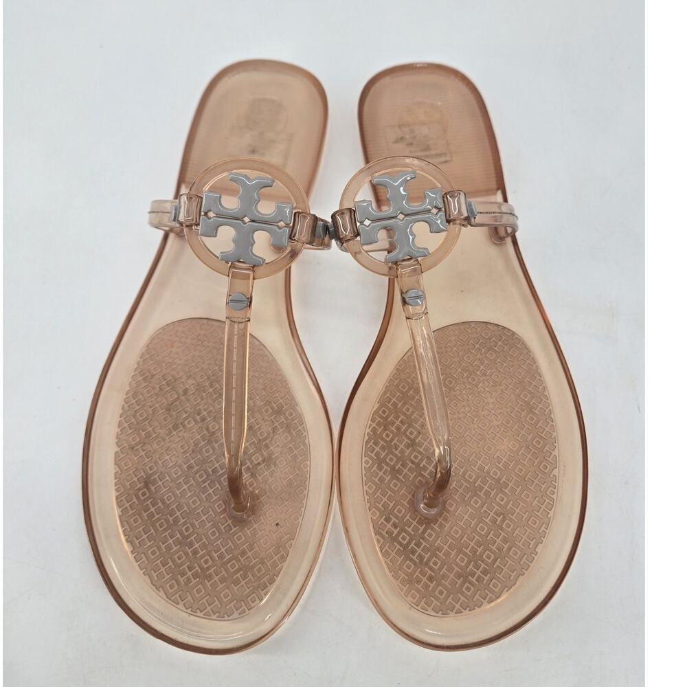 Tory Burch Mini Miller Thong Sandals Pink Clear Jelly Flip Flops Womens Size 8